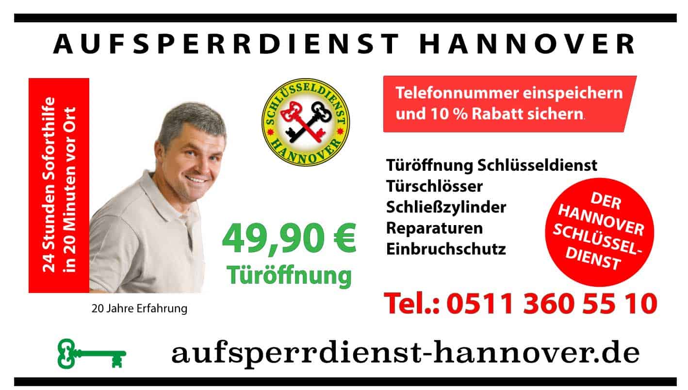 Schlüsseldienst Hannover - Aufsperrdienst 24h 59,50 € Festpreis