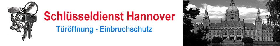 Schlüsseldienst Hannover mit Rathaus und Schlüsselbund  mit Engel